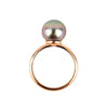 Pink Green 10.4mm Tahitian Pearl Ring on 14k Rose Gold