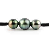 Blue Green Peacock Circled 9-10.8mm Triple Eimeo Mana Necklace