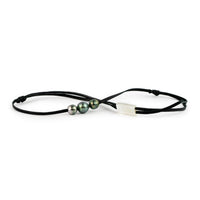 Blue Green Peacock Circled 9-10.8mm Triple Eimeo Mana Necklace