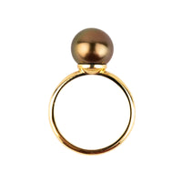 Coppery Green 10mm Tahitian Pearl Ring on 14k Yellow Gold