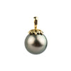Light Green 10.1mm Tahitian Pearl Marguerite Pendant on 14K Yellow Gold