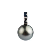 Dark Silvery 10.3mm Tahitian Pearl Infinity Pendant on 14K White Gold