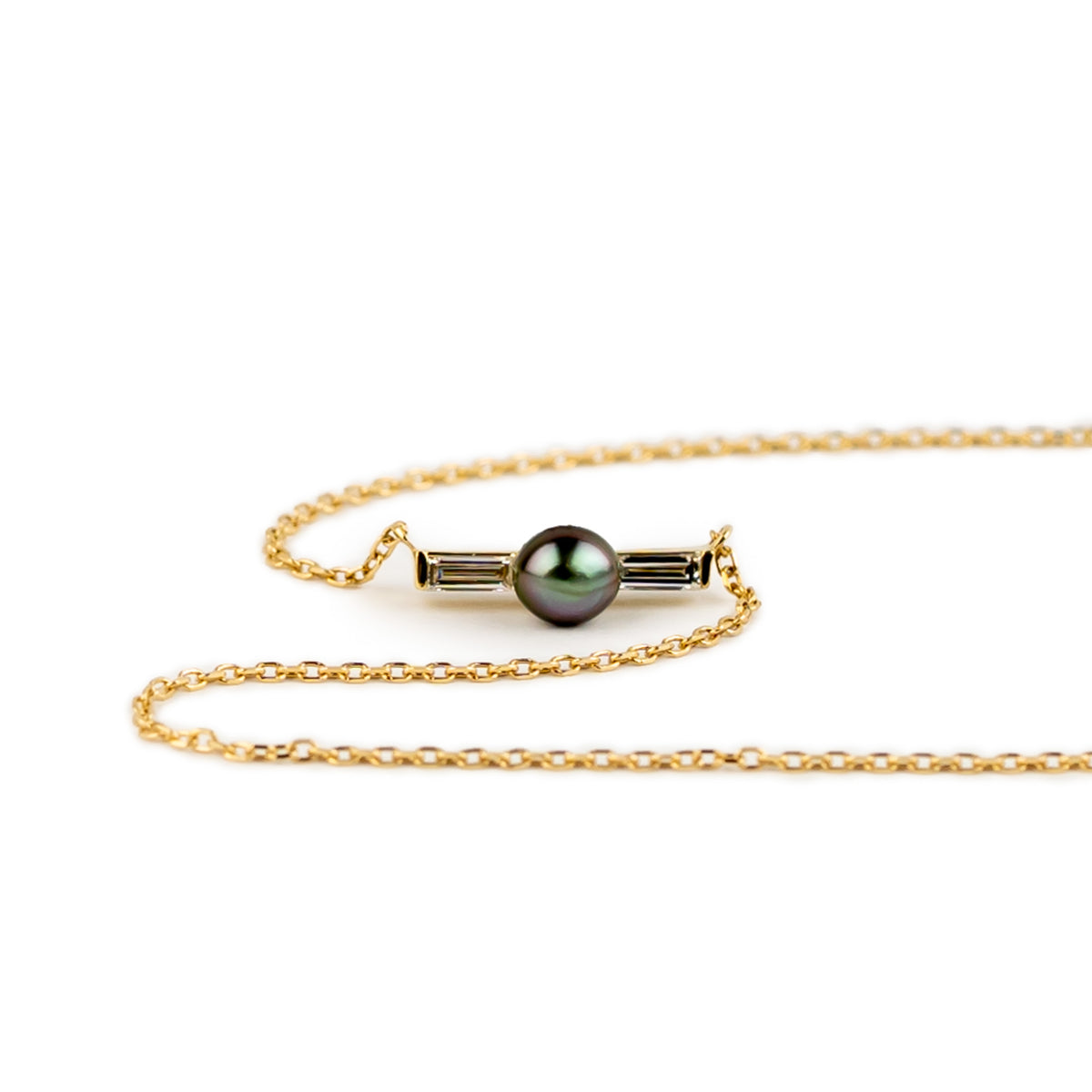 Tahitian Keshi Pearl & Diamond Mahana Necklace