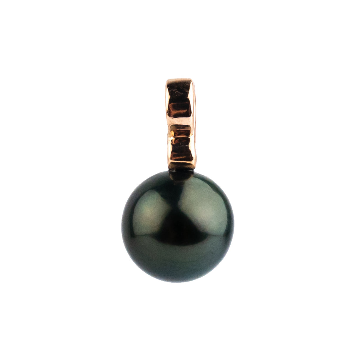 Forest Green 9.9mm Tahitian Pearl Infinity Pendant on 14K Rose Gold