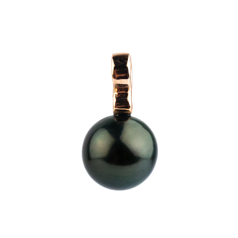 Forest Green 9.9mm Tahitian Pearl Infinity Pendant on 14K Rose Gold