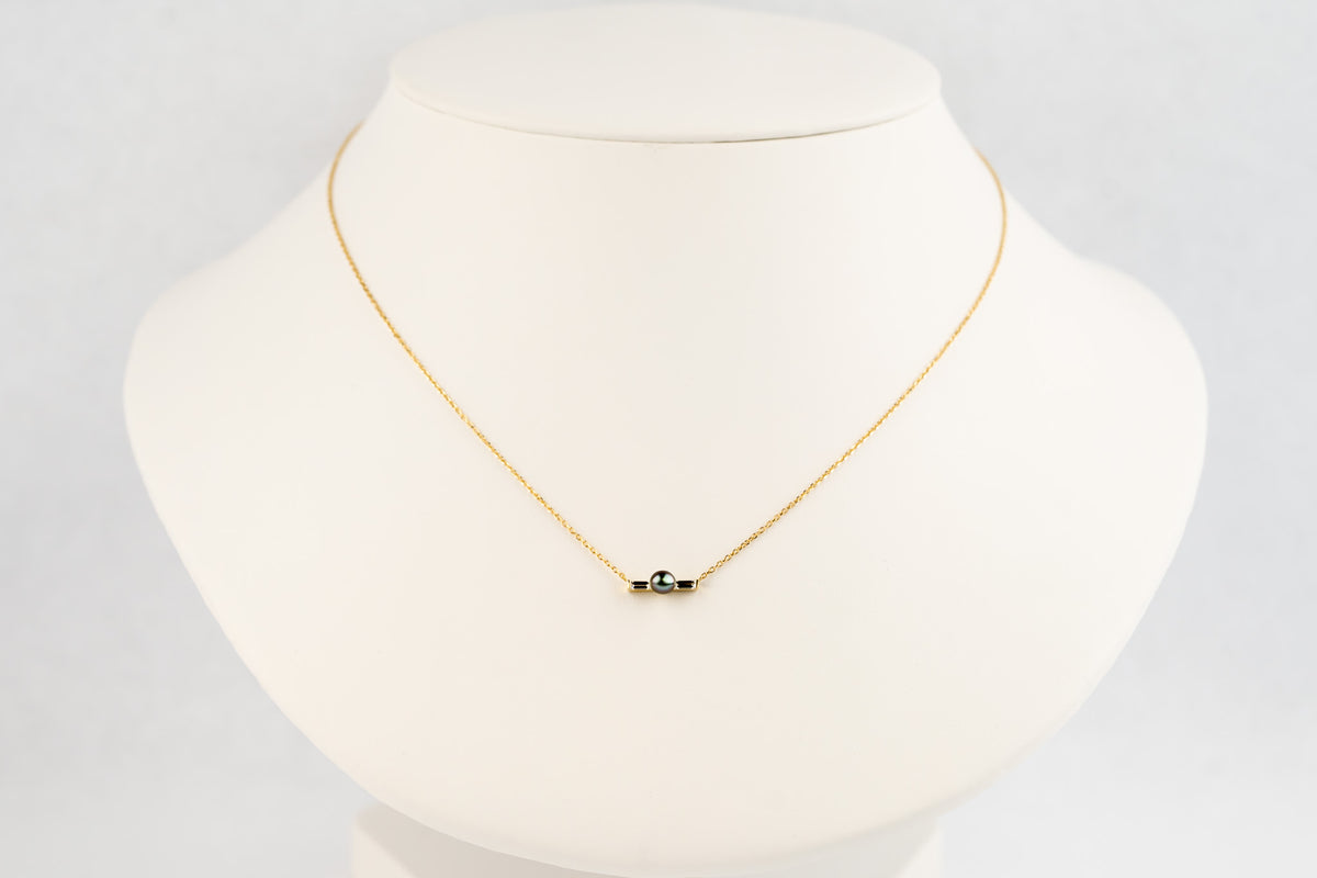 Tahitian Keshi Pearl & Diamond Mahana Necklace