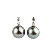 Tahitian Pearl & Diamond Étoile Earrings on 14K White Gold