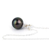 Tahitian Pearl & Diamond Aubergine Green Étoile Necklace on Sterling Silver