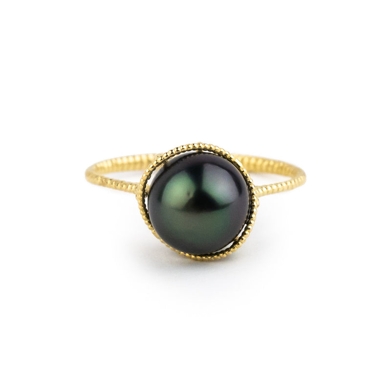 Night Sky Tahitian Pearl Mermaid Ring