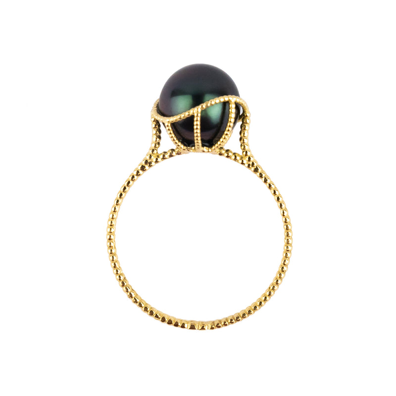 Night Sky Tahitian Pearl Mermaid Ring