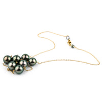 Gorgeous Greens Tin-Cup Tahitian Pearl Necklace on 14K Yellow Gold
