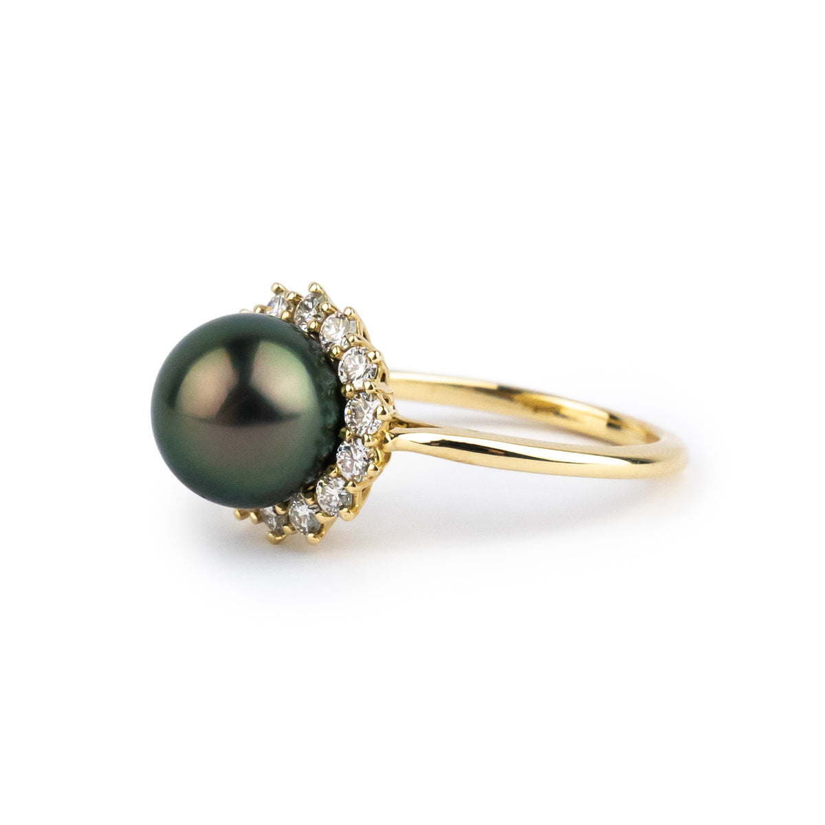Tahitian Pearl & Diamond Soliel Ring