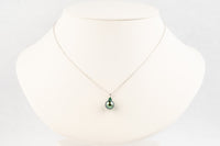 Glacier Blue Tahitian Pearl & Emerald Toru Necklace on 14K White Gold