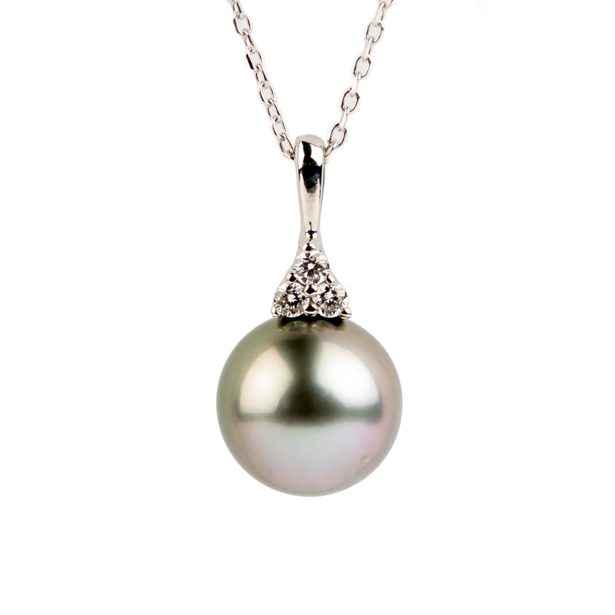 Pink Glow Tahitian Pearl & Diamond Toru Necklace on 14K White Gold