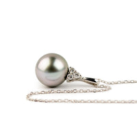Pink Glow Tahitian Pearl & Diamond Toru Necklace on 14K White Gold