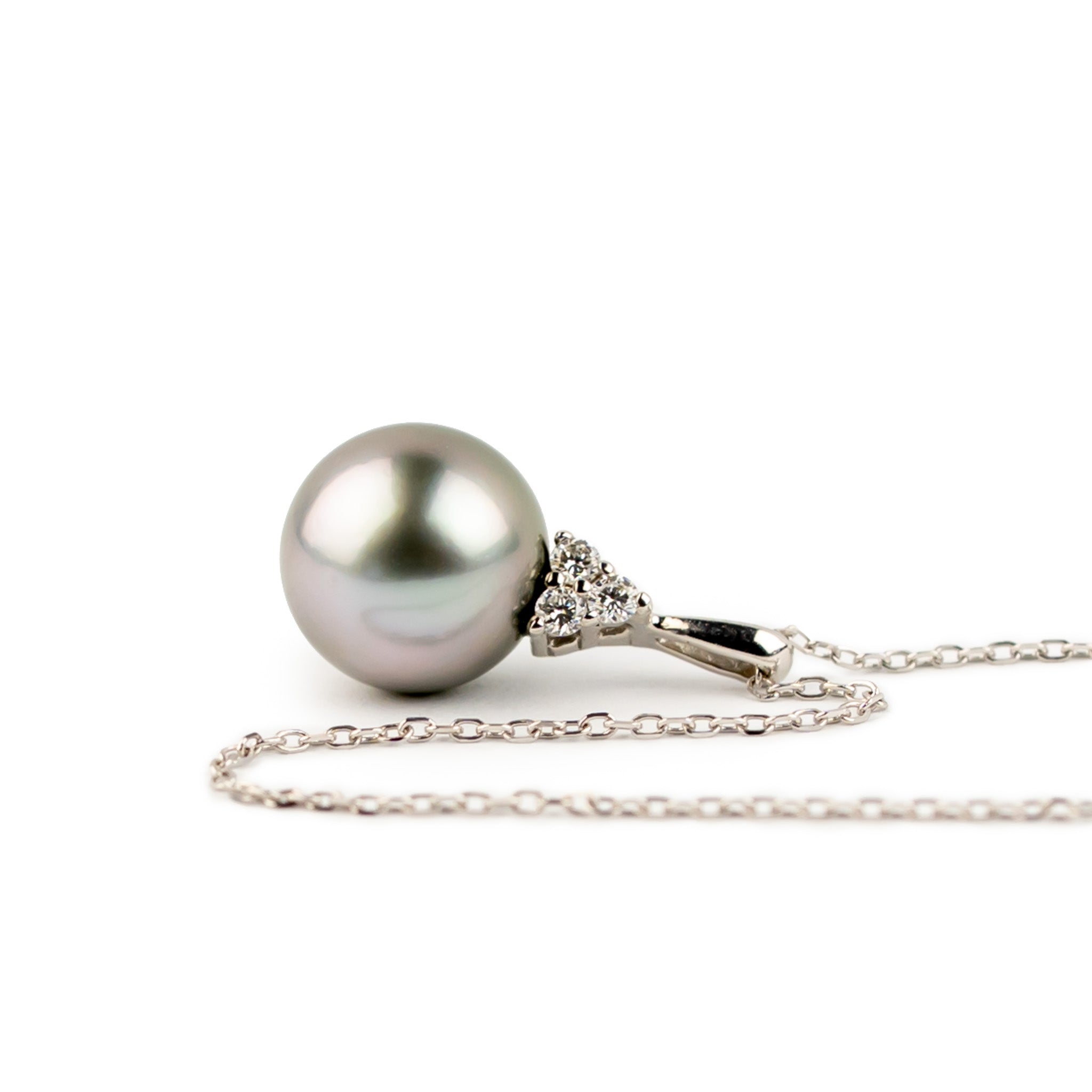 Pink Glow Tahitian Pearl & Diamond Toru Necklace on 14K White Gold