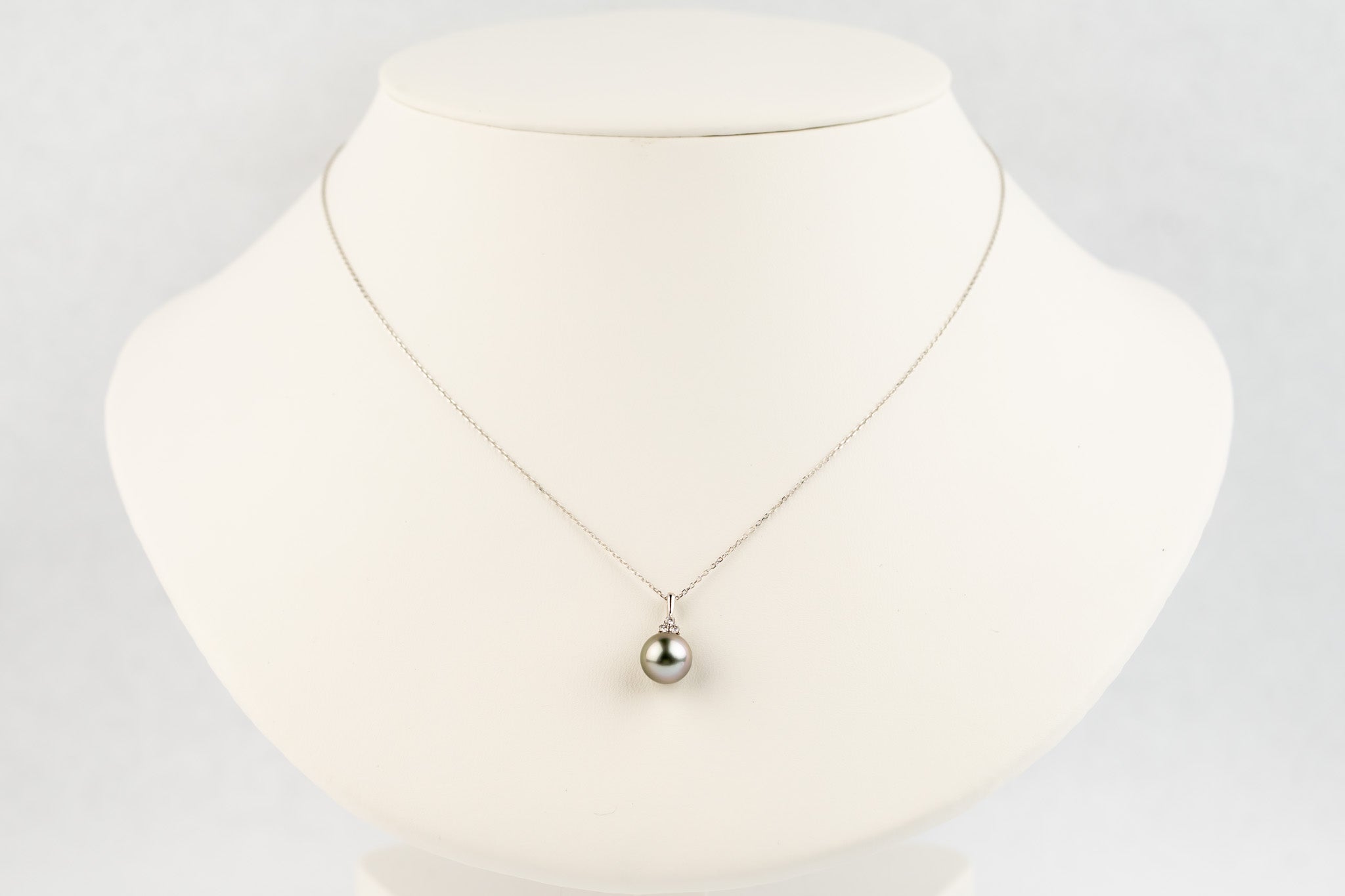 Pink Glow Tahitian Pearl & Diamond Toru Necklace on 14K White Gold
