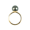 Dark Aqua Pink 9.6mm Tahitian Pearl Ring on 14k Yellow Gold