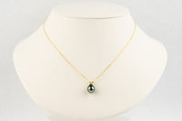 Technicolor Blue 9.6mm Tahitian Pearl I'a Necklace on 14K Yellow Gold