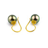 18K Bali Golden Pink Green Tahitian Pearl Hook Earrings