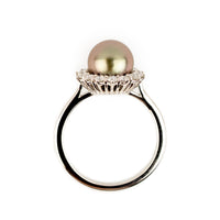 Tahitian Pearl & Diamond Soleil Ring on 14K White Gold