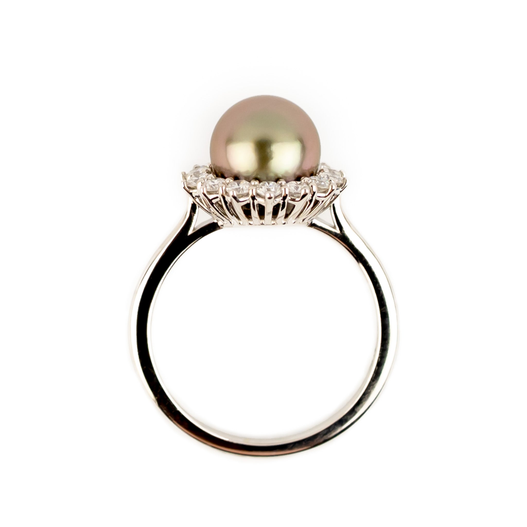 Tahitian Pearl & Diamond Soleil Ring on 14K White Gold