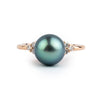 Tahitian Pearl & Diamond Toru Ring on 14K Rose Gold