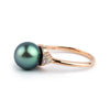 Tahitian Pearl & Diamond Toru Ring on 14K Rose Gold