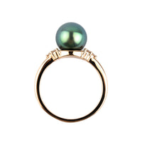 Tahitian Pearl & Diamond Toru Ring on 14K Rose Gold