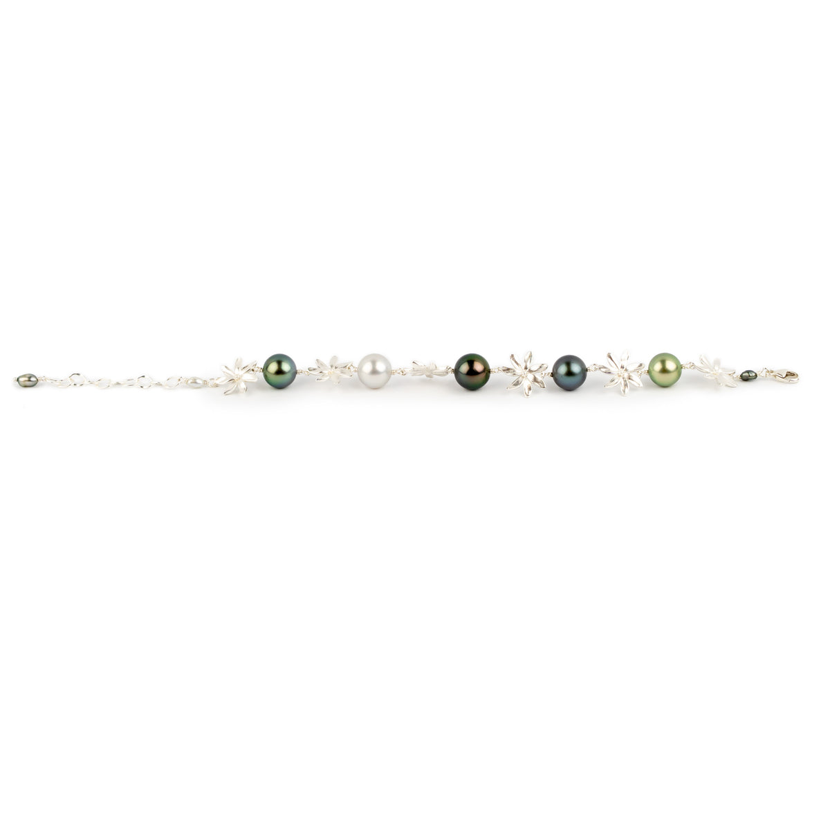 Ocean Water Tiaré Sterling Silver Tahitian Pearl Bracelet