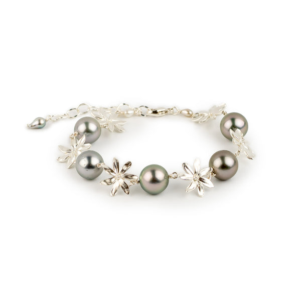 Shimmery Pink Tiaré Sterling Silver Tahitian Pearl Bracelet