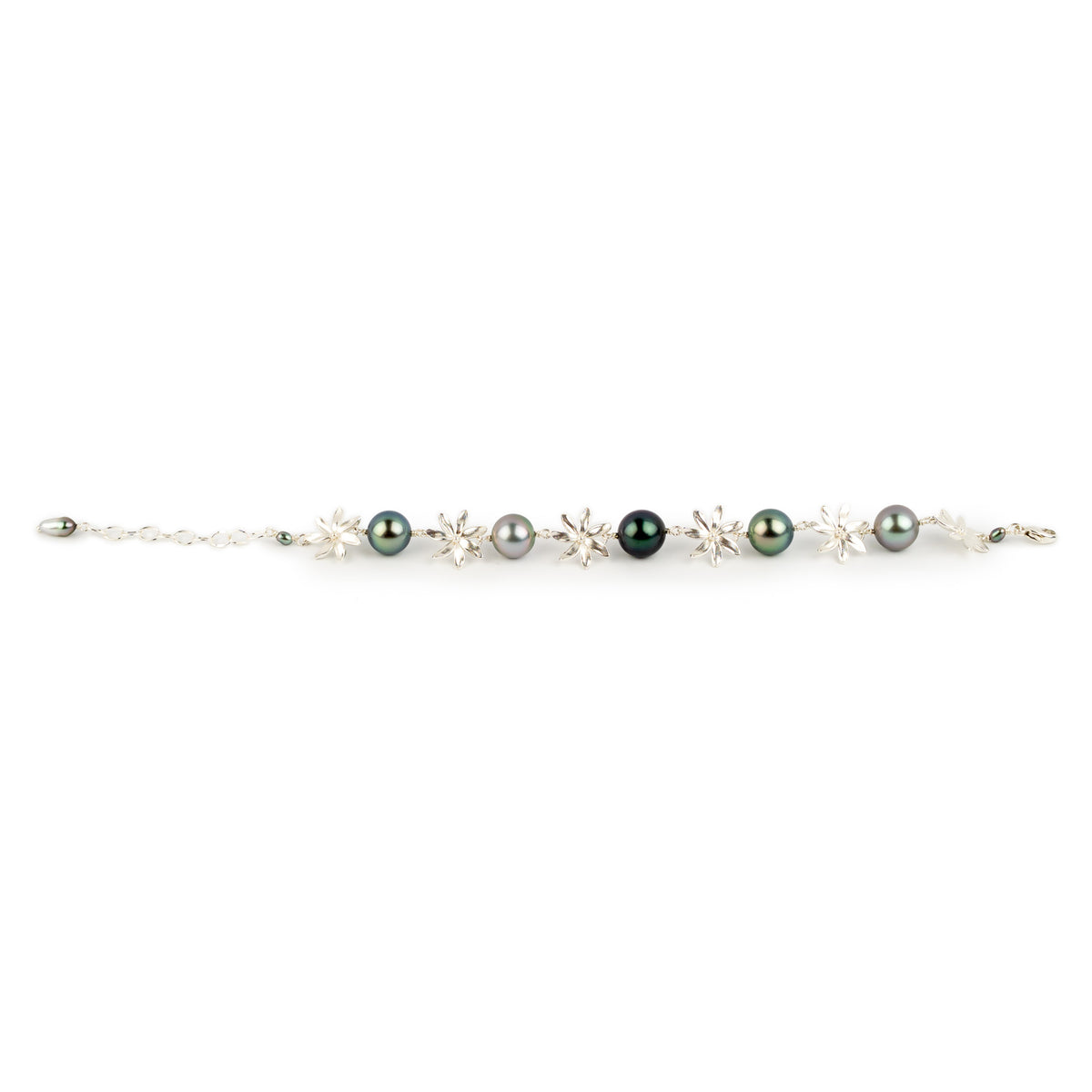 Lavender Blue Tiaré Sterling Silver Tahitian Pearl Bracelet