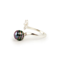 Flashy Violet Tiaré Sterling Silver Tahitian Pearl Ring