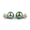 Tahitian Pearl & Diamond Nova Earrings on 14K White Gold