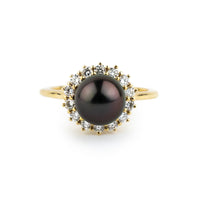 Tahitian Pearl & Diamond Soliel Ring