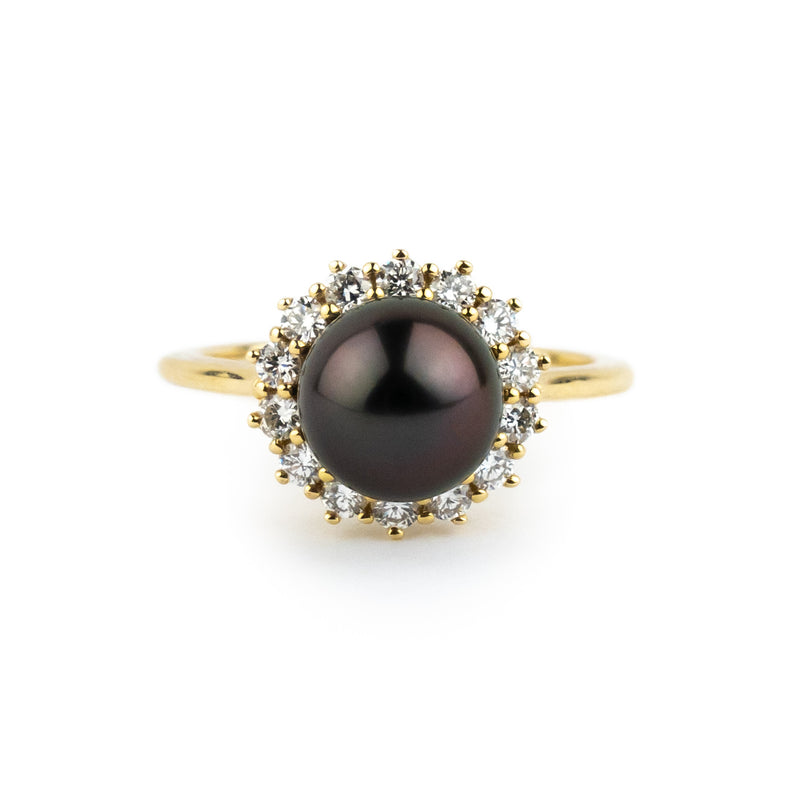 Tahitian Pearl & Diamond Soliel Ring