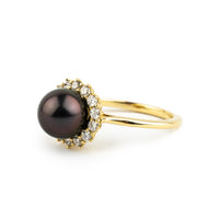 Tahitian Pearl & Diamond Soliel Ring