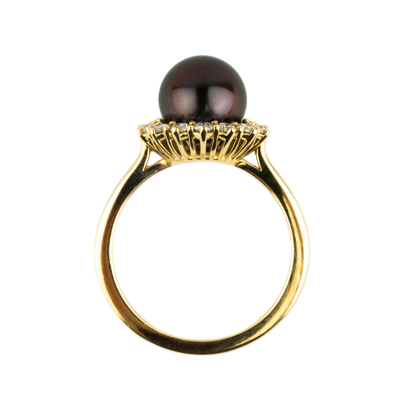 Tahitian Pearl & Diamond Soliel Ring