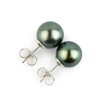 Peacock Green 10.2-10.7mm Tahitian Pearl Statement Stud Earrings