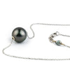 Dark Pink Green 10.2mm Tahitian Pearl Solitaire Necklace on 14K White Gold