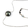 Dark Pink Green 10.2mm Tahitian Pearl Solitaire Necklace on 14K White Gold