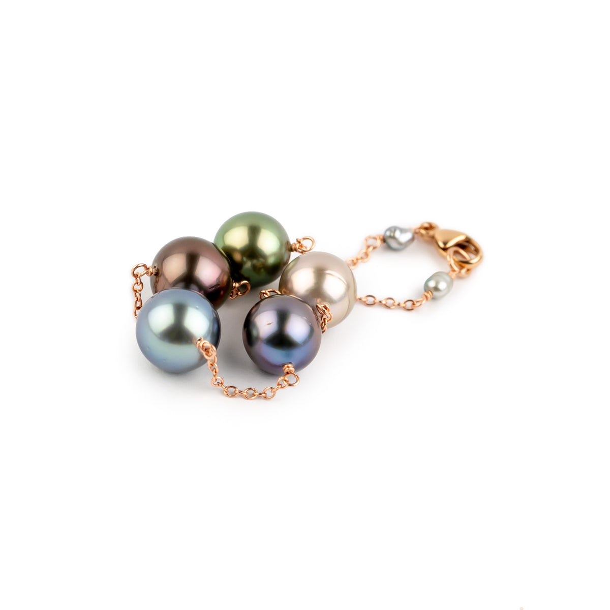 Jewel Tones Tahitian Pearl Tin Cup Bracelet on 14k Rose Gold