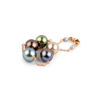 Jewel Tones Tahitian Pearl Tin Cup Bracelet on 14k Rose Gold
