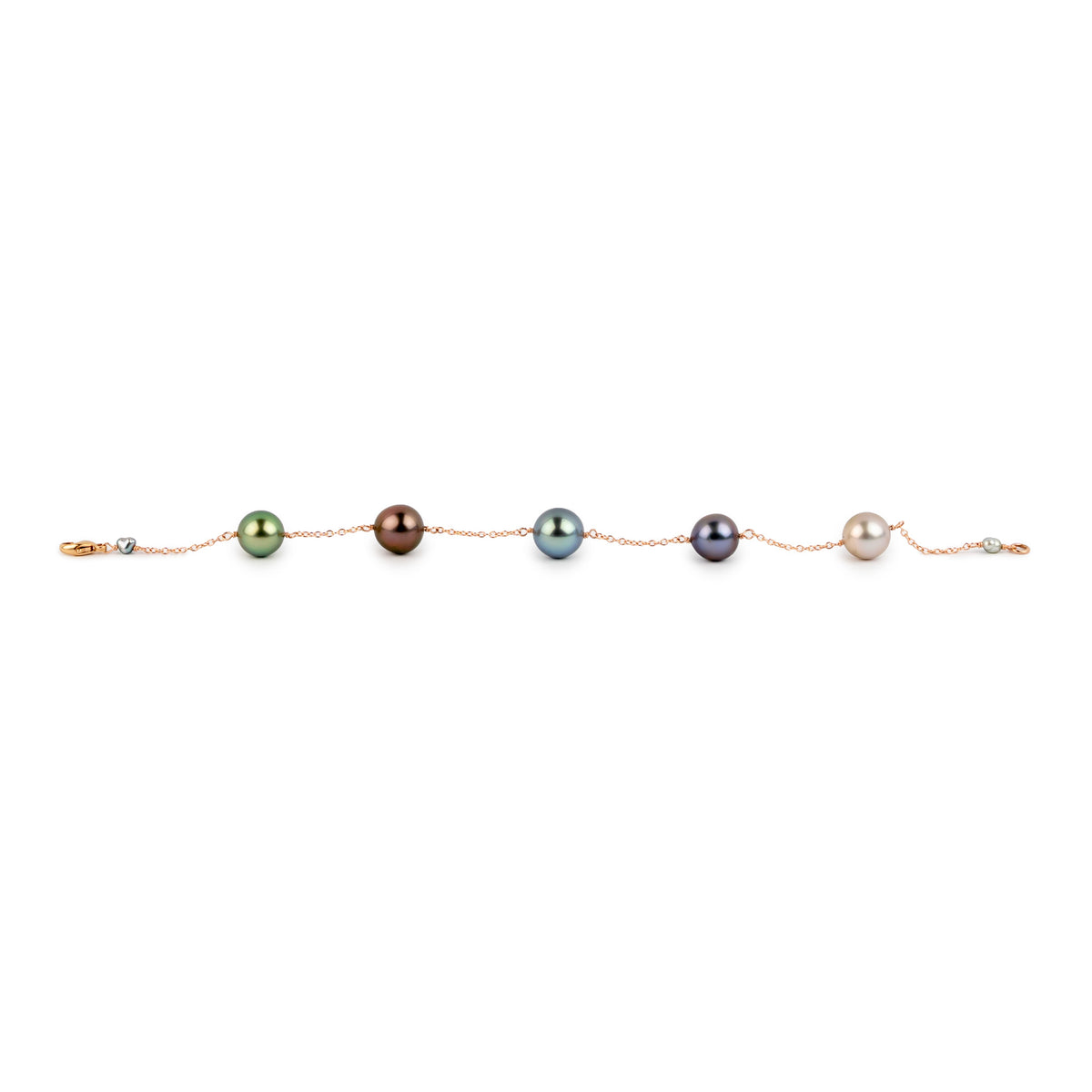 Jewel Tones Tahitian Pearl Tin Cup Bracelet on 14k Rose Gold