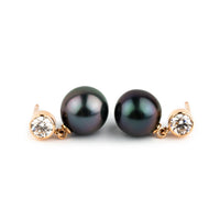 Tahitian Pearl & Diamond Nova Earrings on 14K Rose Gold