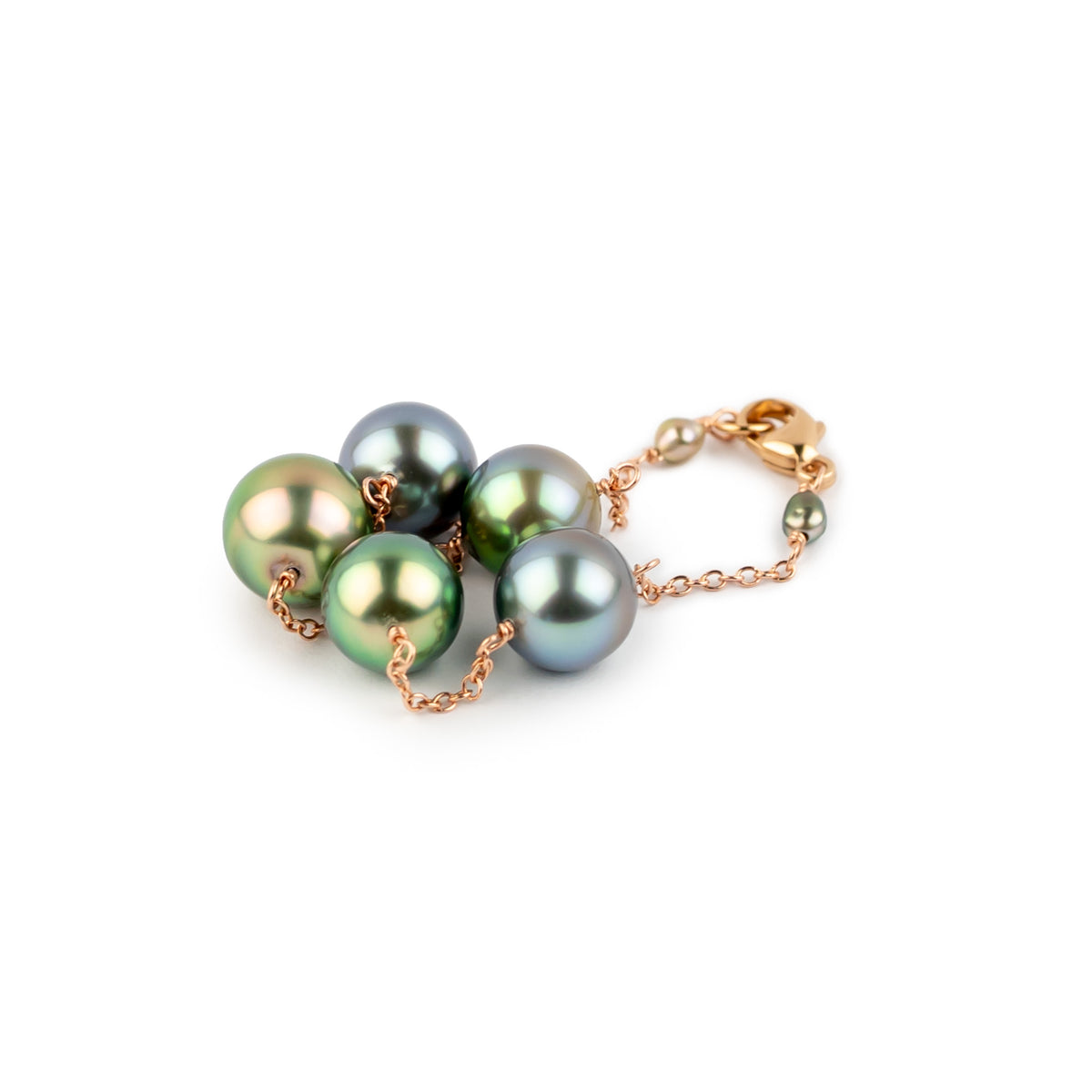 Hydrangea Bloom Tahitian Pearl Tin Cup Bracelet on 14k Rose Gold