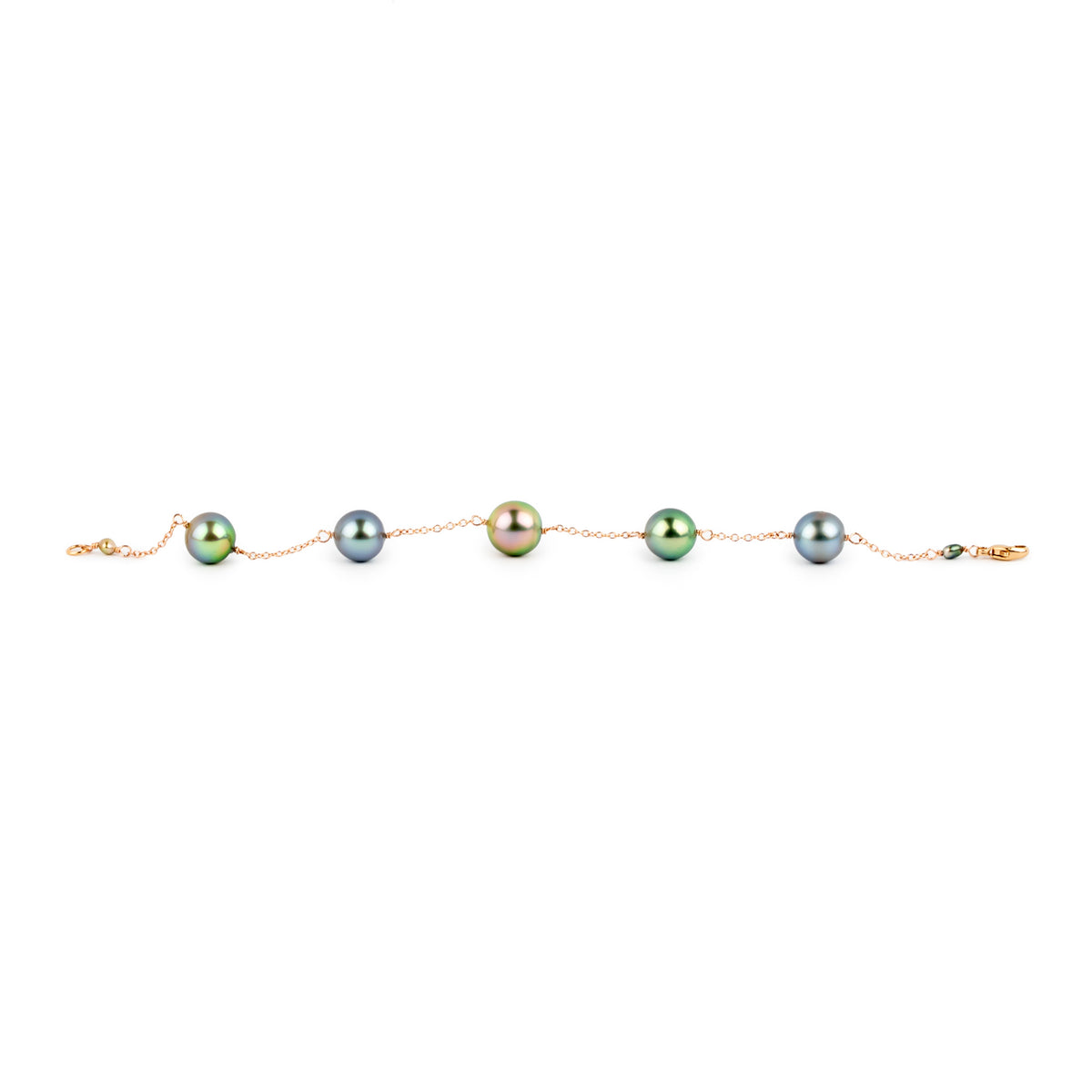 Hydrangea Bloom Tahitian Pearl Tin Cup Bracelet on 14k Rose Gold