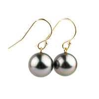 Lavender Pink Tahitian Pearl Dangle Earrings on 14K Yellow Gold