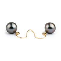 Lavender Pink Tahitian Pearl Dangle Earrings on 14K Yellow Gold