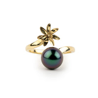 Violet Turquoise Tiaré 14K Gold Tahitian Pearl Ring